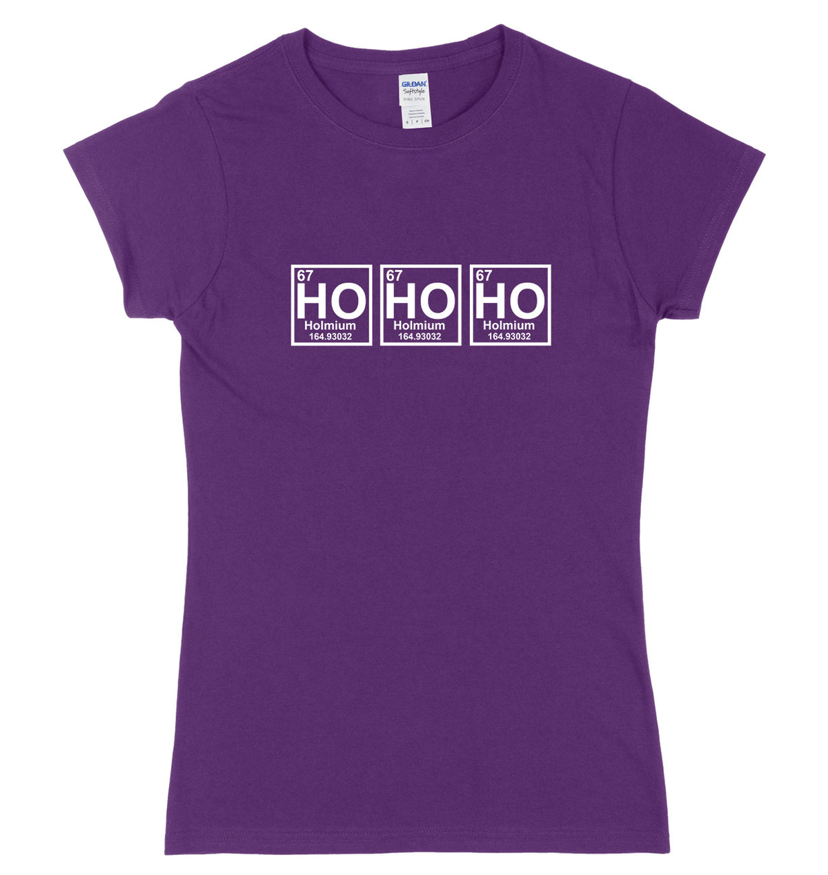 Ho Ho Ho Periodic Table Symblos Womens Ladies Slim Fit Christmas T-Shirt