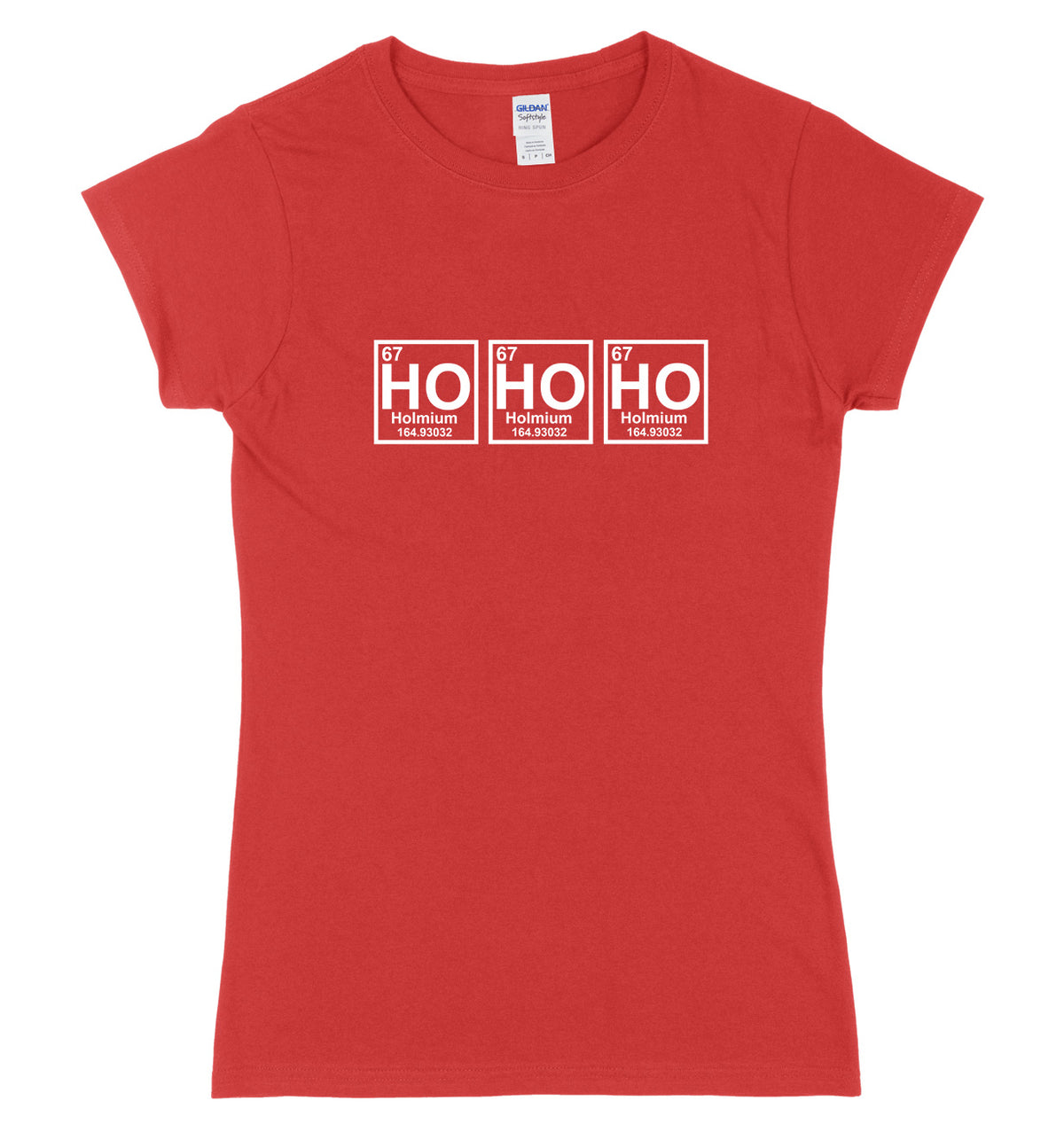 Ho Ho Ho Periodic Table Symblos Womens Ladies Slim Fit Christmas T-Shirt