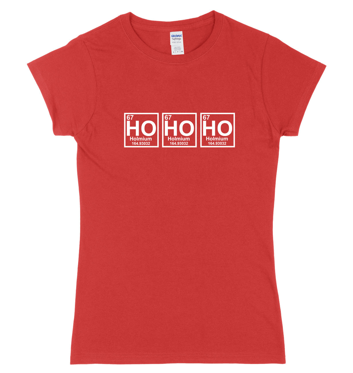 Ho Ho Ho Periodic Table Symblos Womens Ladies Slim Fit Christmas T-Shirt