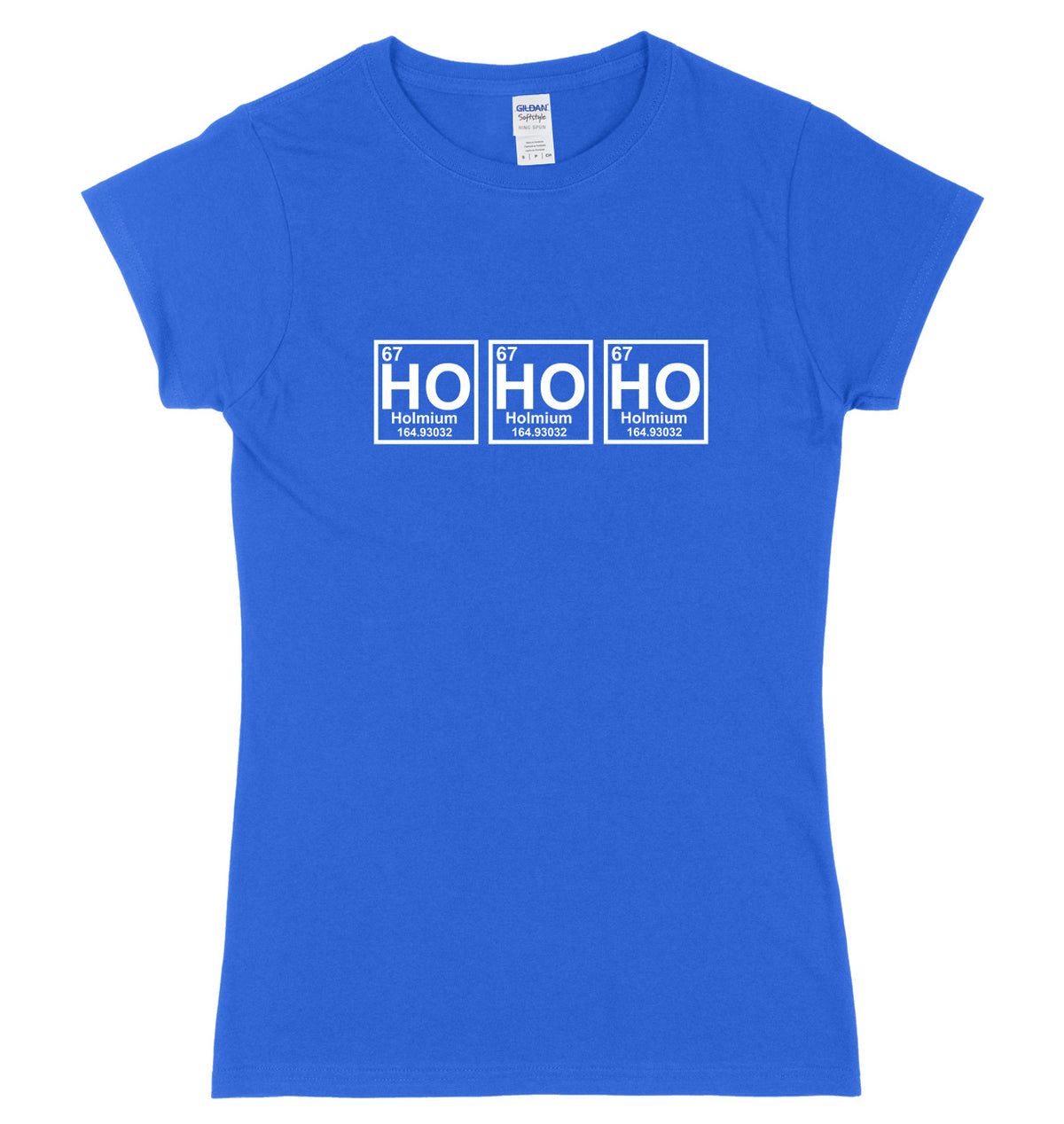 Ho Ho Ho Periodic Table Symblos Womens Ladies Slim Fit Christmas T-Shirt