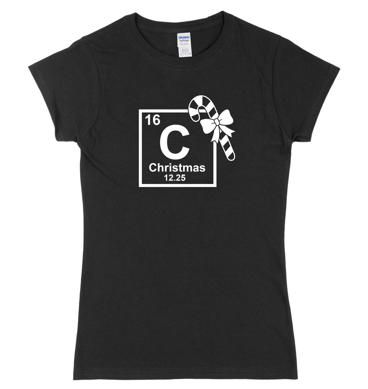 Christmas Periodic Table Symblos Womens Ladies Slim Fit Christmas T-Shirt