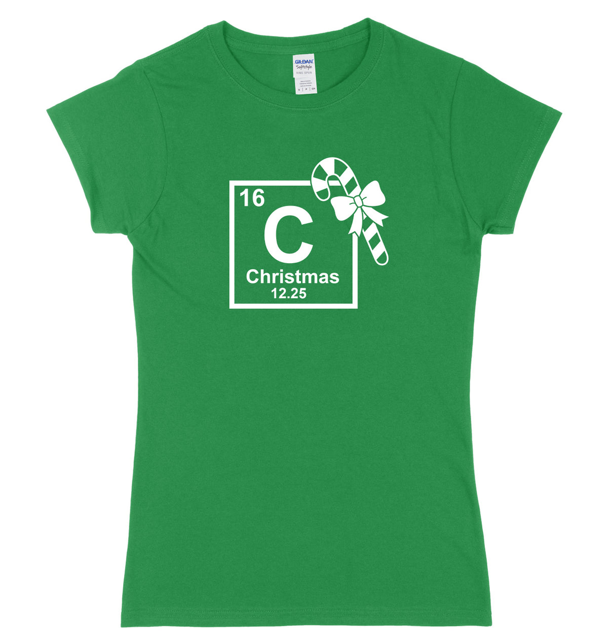 Christmas Periodic Table Symblos Womens Ladies Slim Fit Christmas T-Shirt