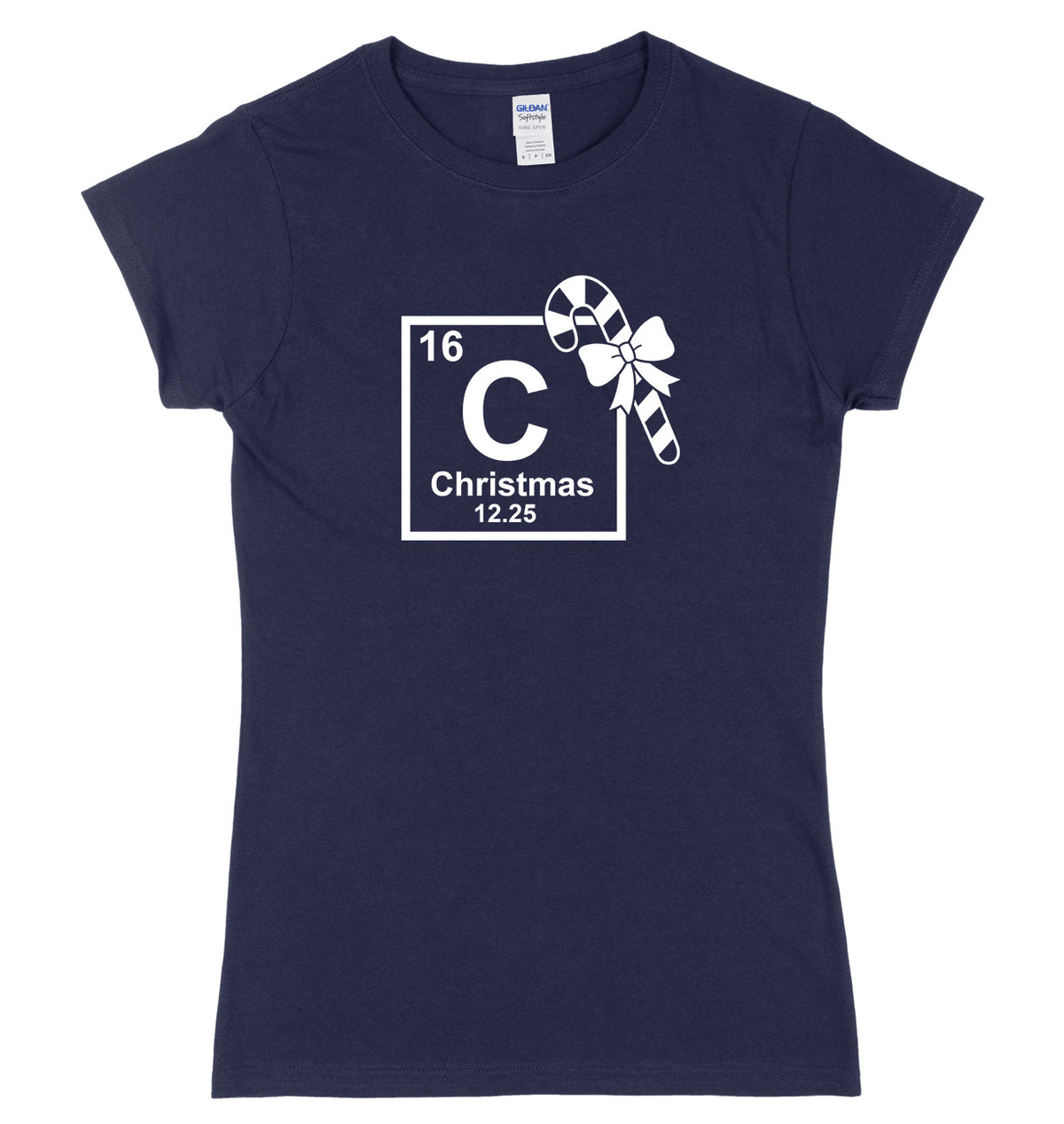 Christmas Periodic Table Symblos Womens Ladies Slim Fit Christmas T-Shirt
