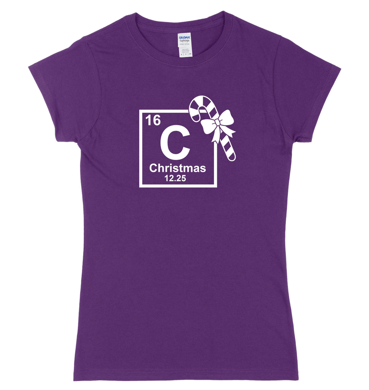 Christmas Periodic Table Symblos Womens Ladies Slim Fit Christmas T-Shirt