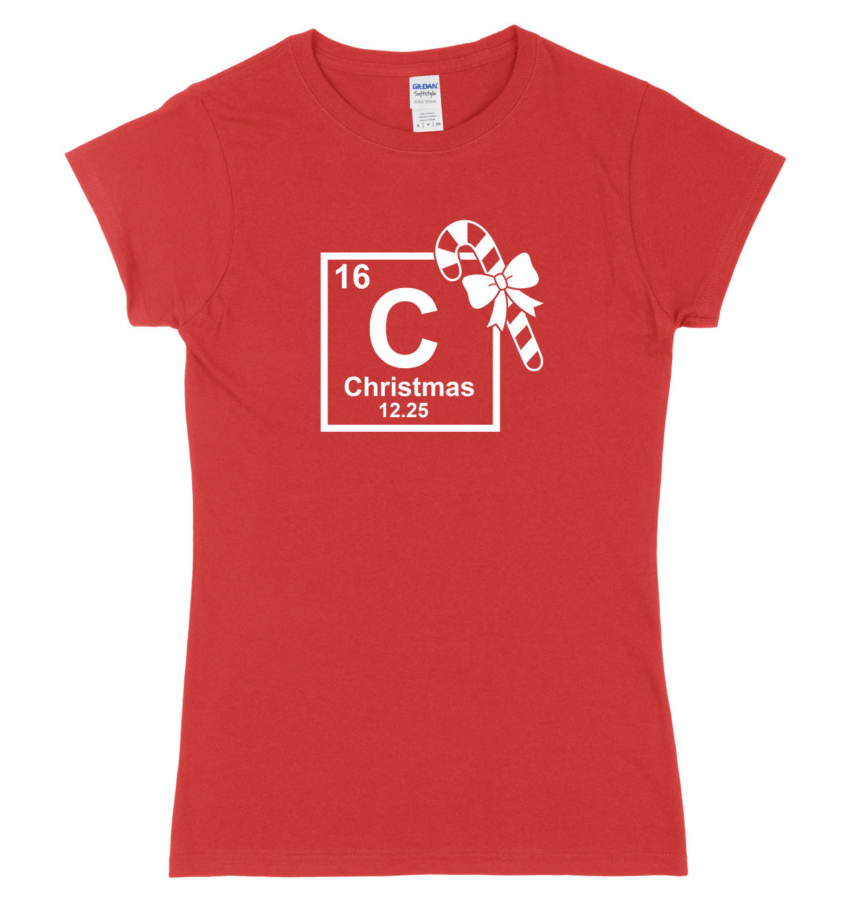 Christmas Periodic Table Symblos Womens Ladies Slim Fit Christmas T-Shirt