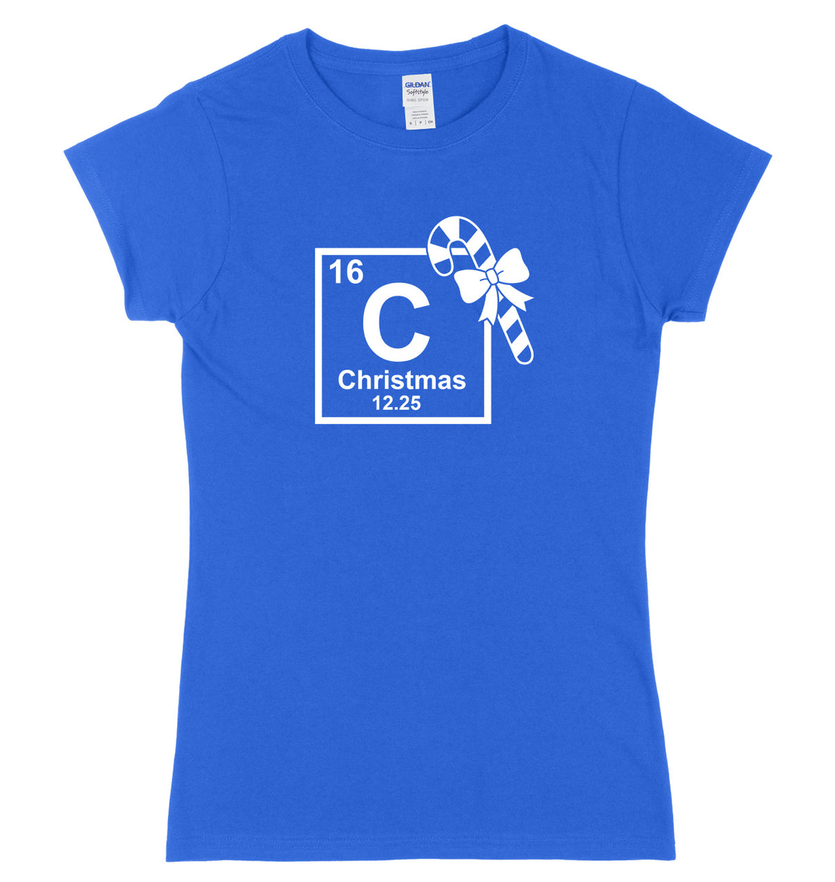 Christmas Periodic Table Symblos Womens Ladies Slim Fit Christmas T-Shirt