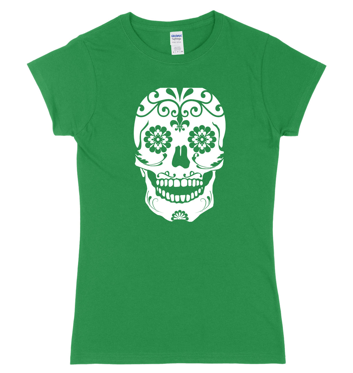 Floral Skull Womens Ladies Slim Fit T-Shirt