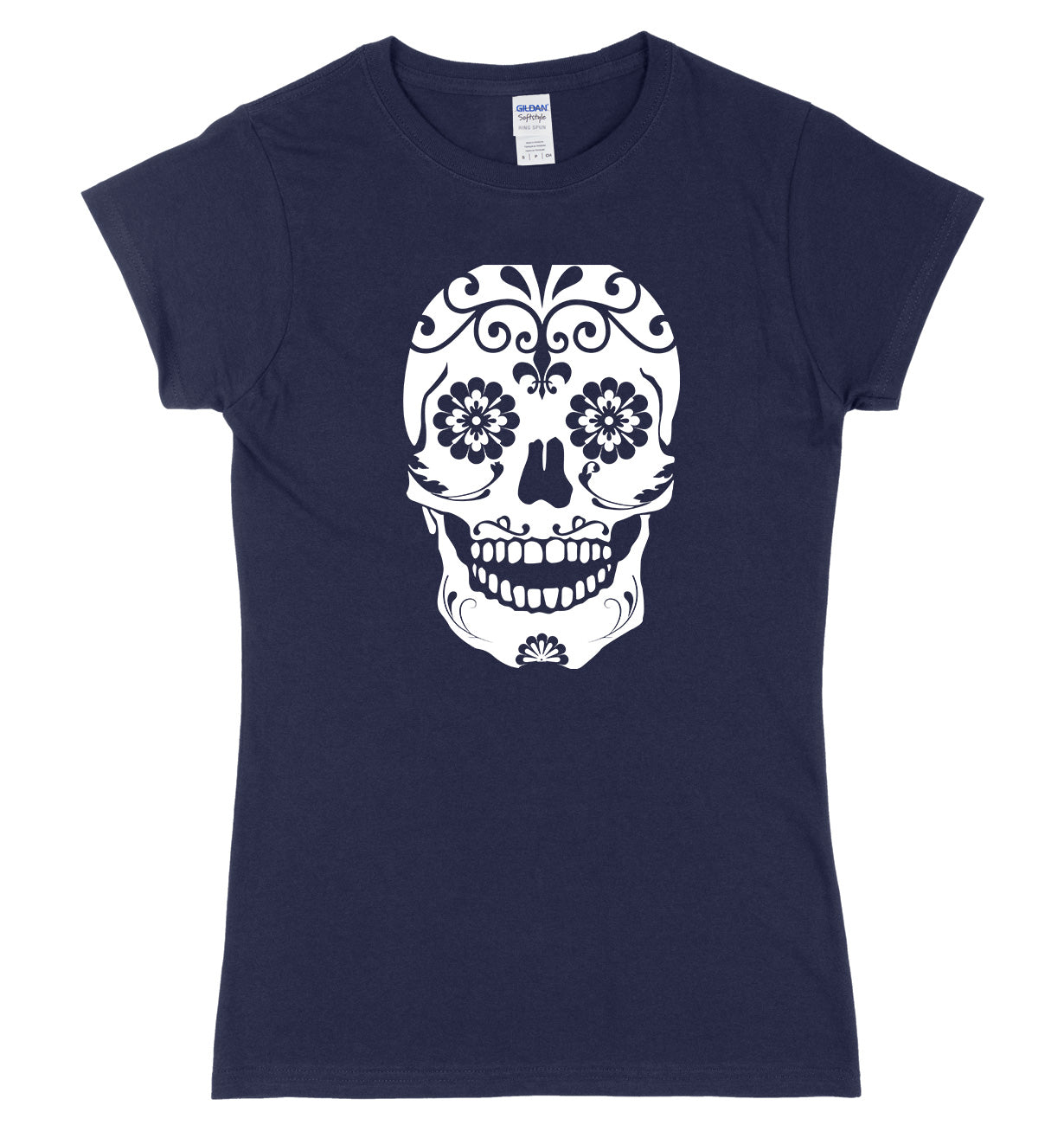 Floral Skull Womens Ladies Slim Fit T-Shirt