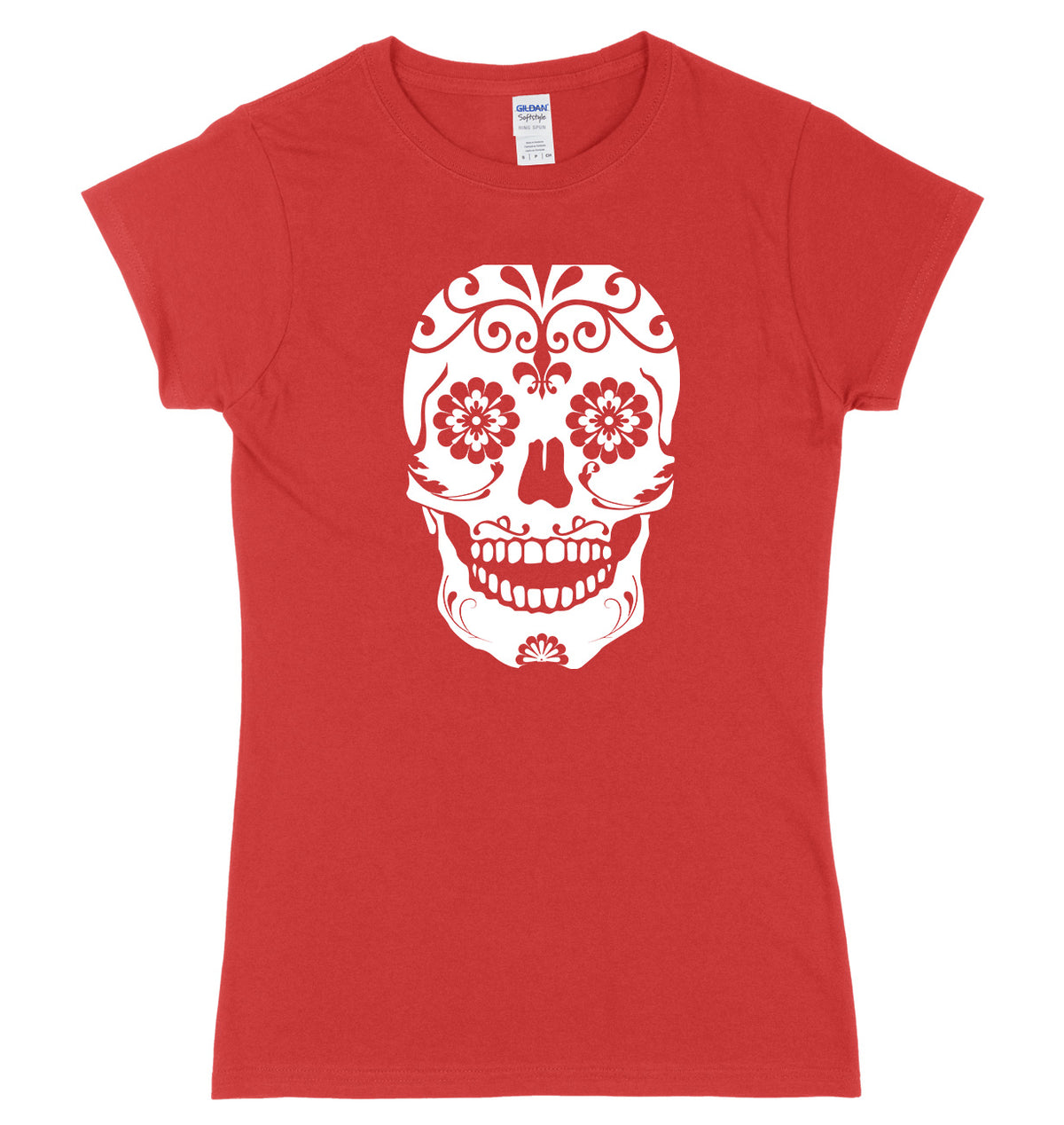 Floral Skull Womens Ladies Slim Fit T-Shirt