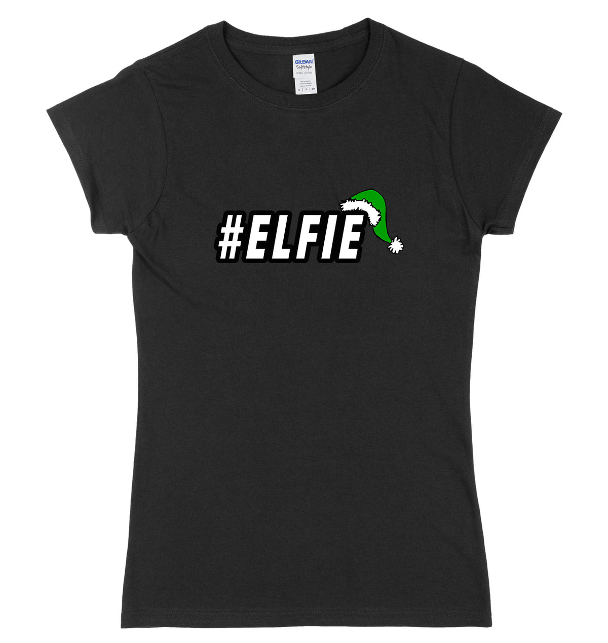 #Elfie Womens Ladies Slim Fit Funny Christmas Selfie Elf T-Shirt