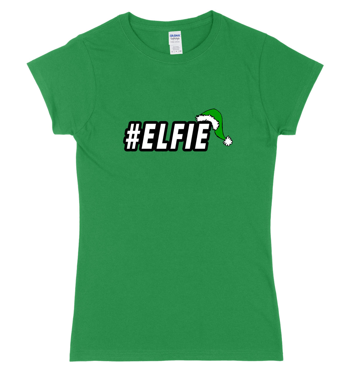 #Elfie Womens Ladies Slim Fit Funny Christmas Selfie Elf T-Shirt