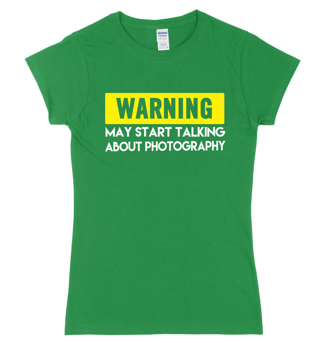 WARNING MAY START TALKING ABOUT PHOTOGRAPHY FUNNY WOMENS LADIES SLIM FIT  T-SHIRT