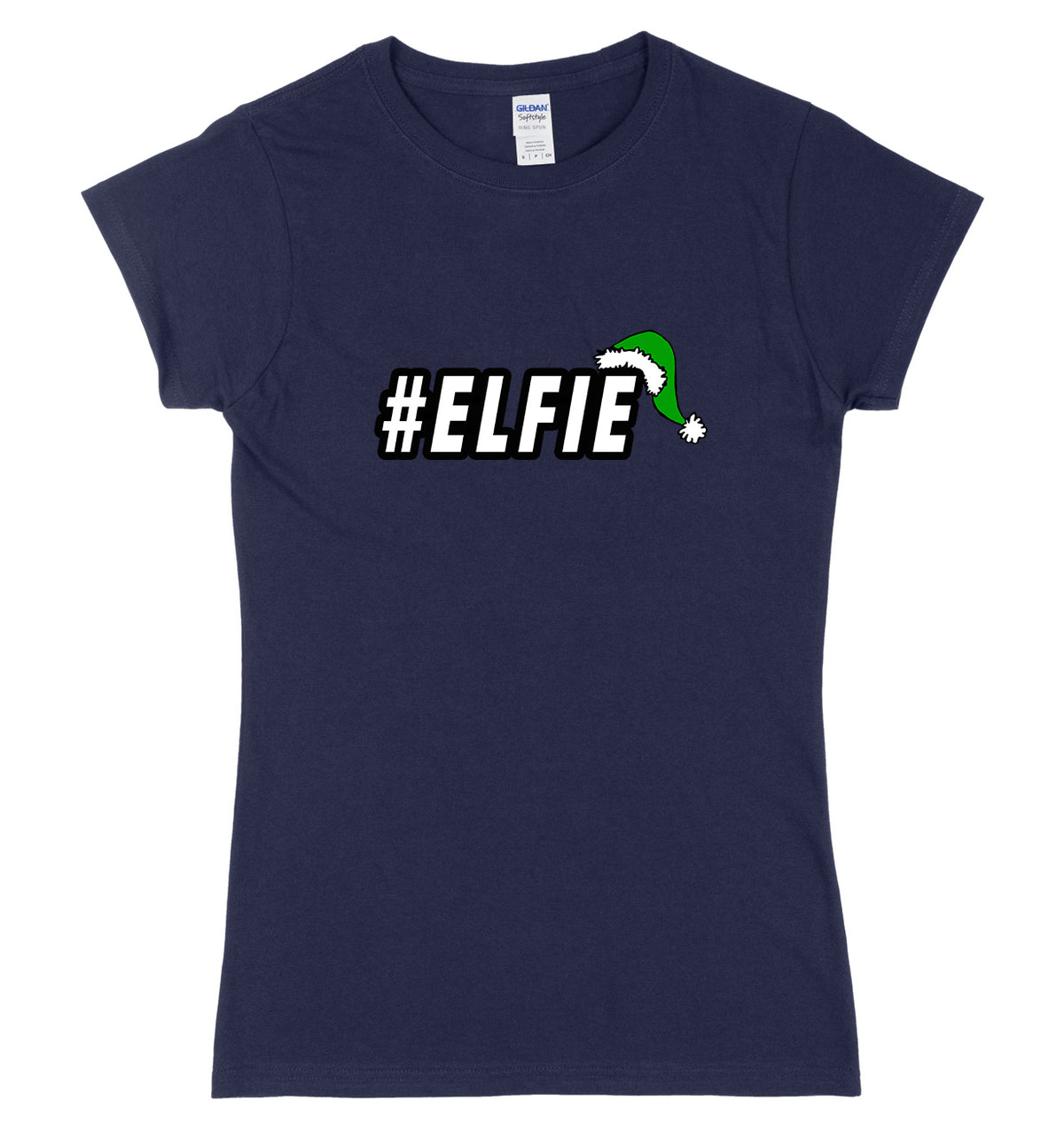 #Elfie Womens Ladies Slim Fit Funny Christmas Selfie Elf T-Shirt