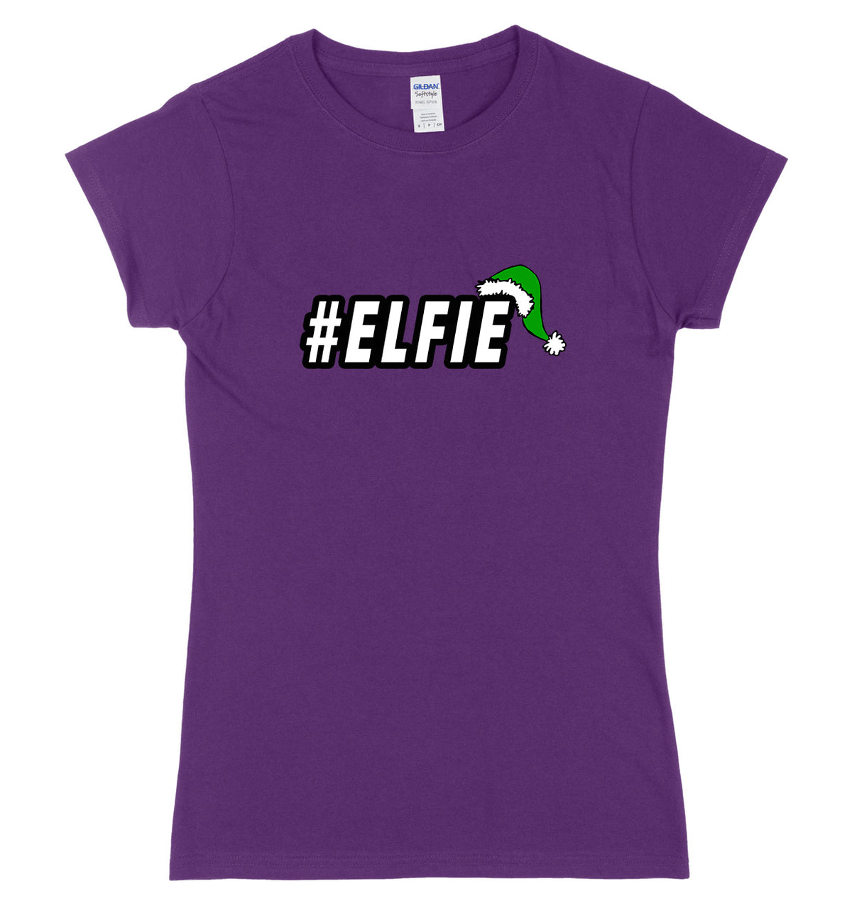 #Elfie Womens Ladies Slim Fit Funny Christmas Selfie Elf T-Shirt