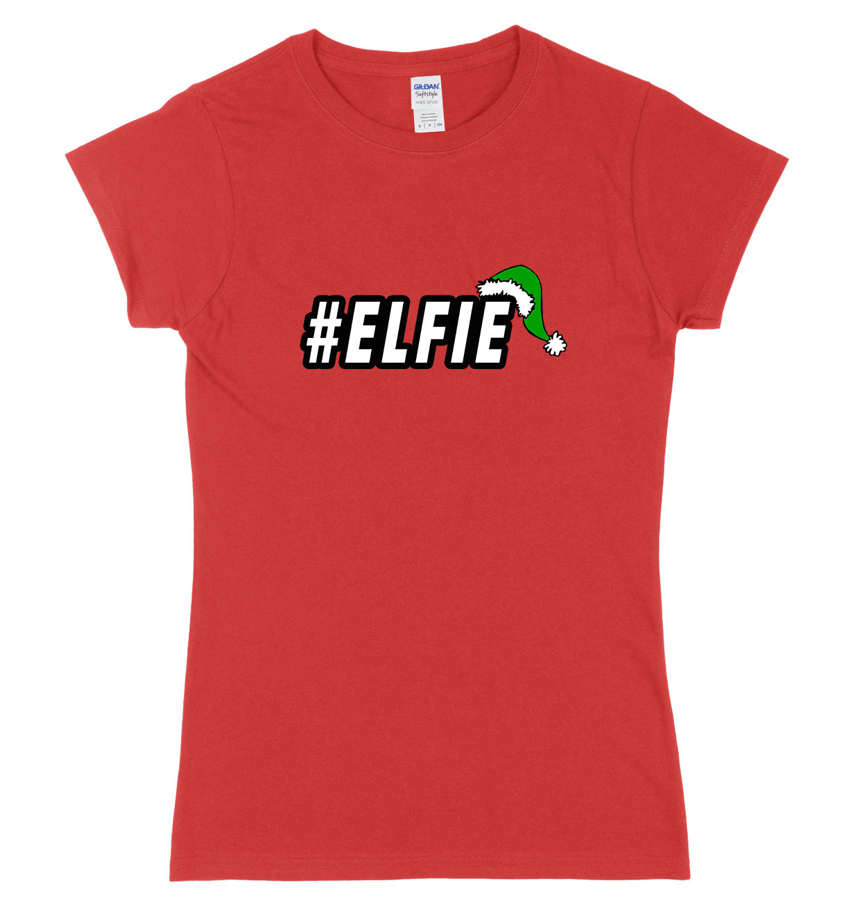 #Elfie Womens Ladies Slim Fit Funny Christmas Selfie Elf T-Shirt
