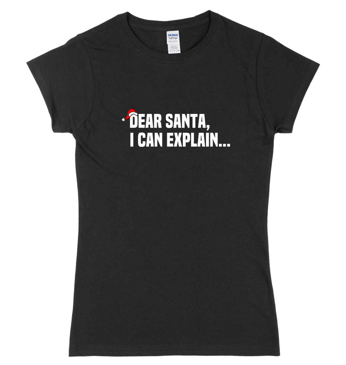 Dear Santa, I Can Explain.... Womens Ladies Slim Fit Christmas T-Shirt