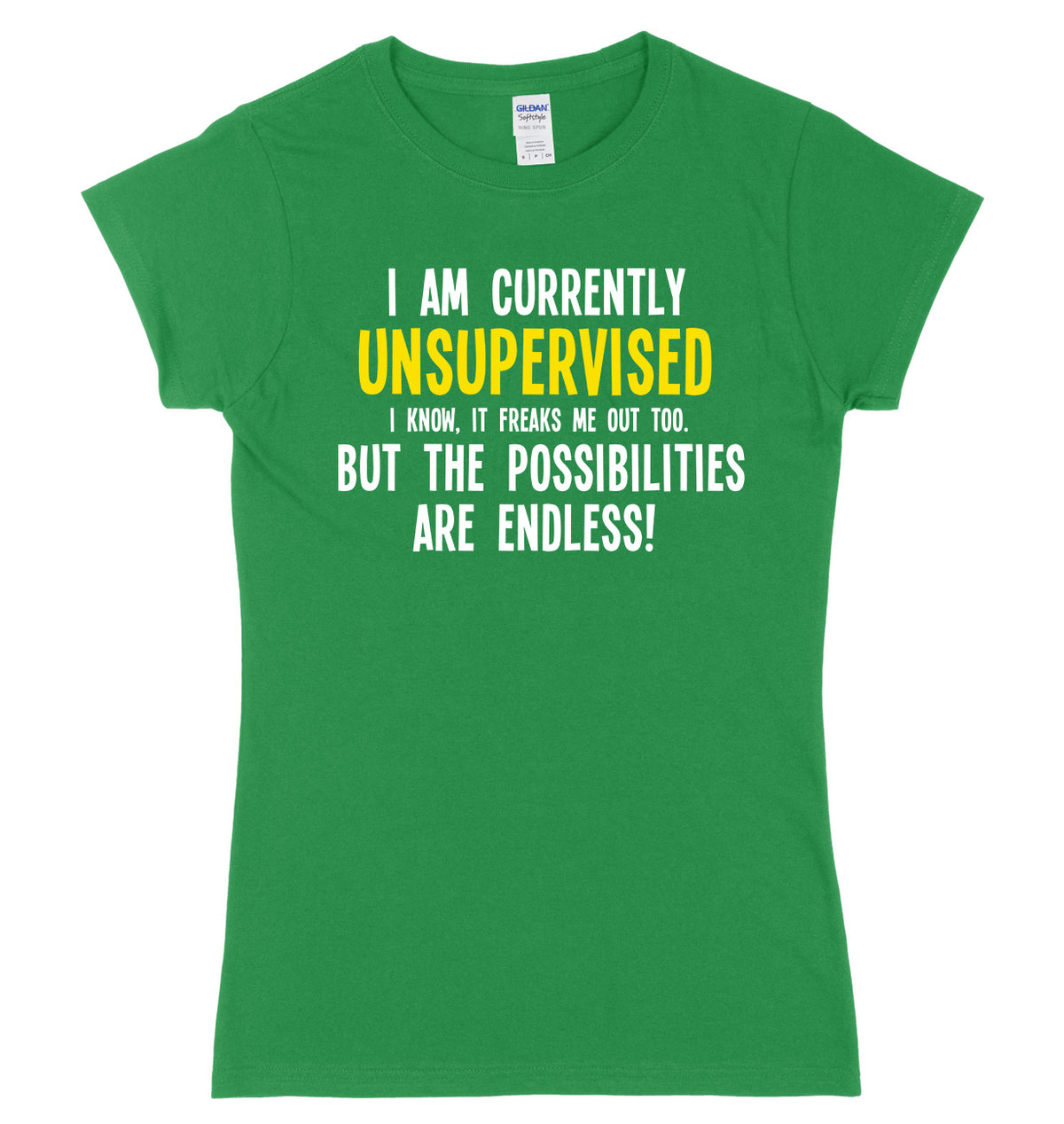 I Am Currently Unsupervised The Possibilities Are Endless! Womens Ladies Slim Fit T-Shirt