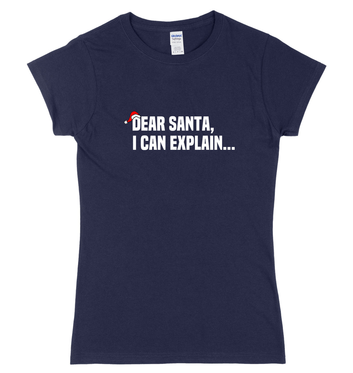Dear Santa, I Can Explain.... Womens Ladies Slim Fit Christmas T-Shirt
