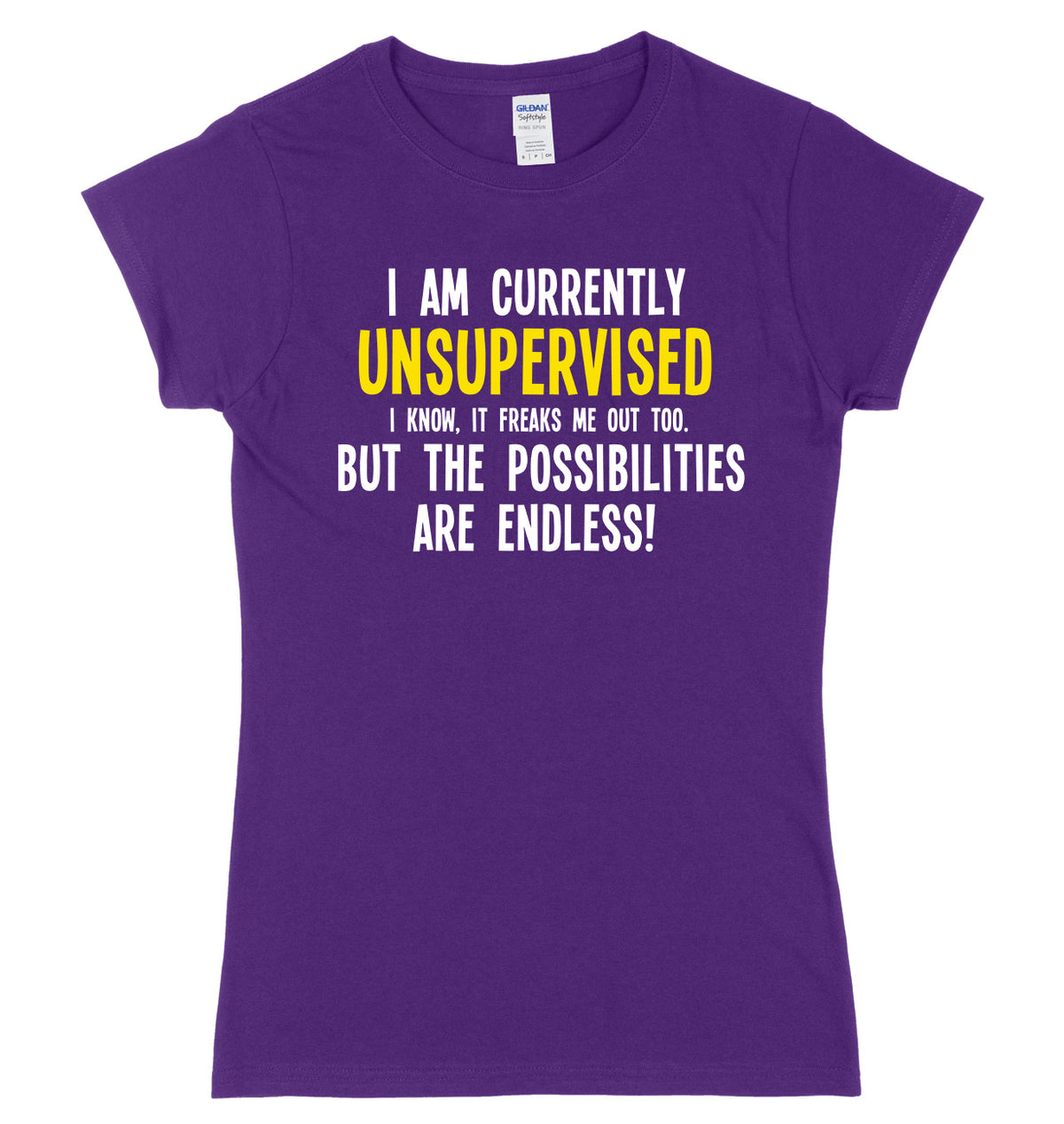 I Am Currently Unsupervised The Possibilities Are Endless! Womens Ladies Slim Fit T-Shirt