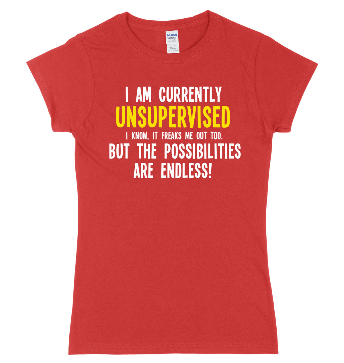 I Am Currently Unsupervised The Possibilities Are Endless! Womens Ladies Slim Fit T-Shirt