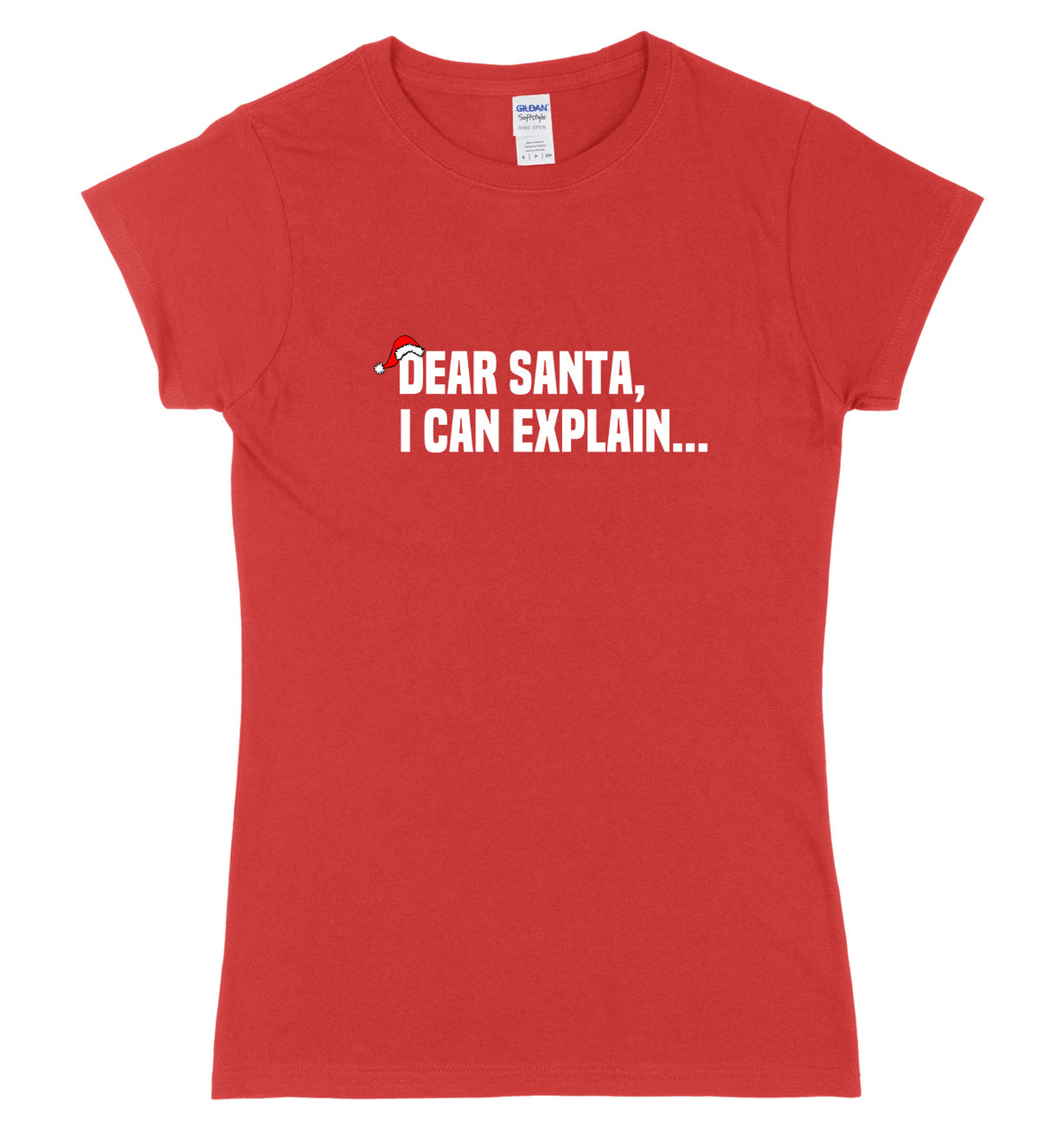 Dear Santa, I Can Explain.... Womens Ladies Slim Fit Christmas T-Shirt