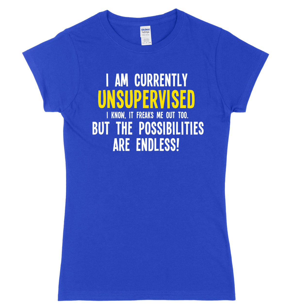 I Am Currently Unsupervised The Possibilities Are Endless! Womens Ladies Slim Fit T-Shirt