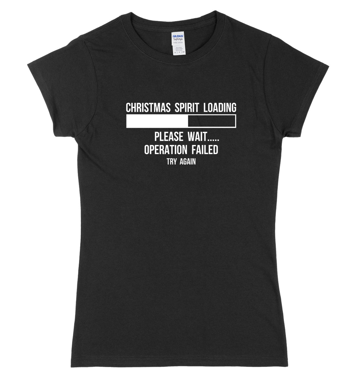 Christmas Spirit Loading Please Wait.... Womens Ladies Slim Fit Christmas T-Shirt