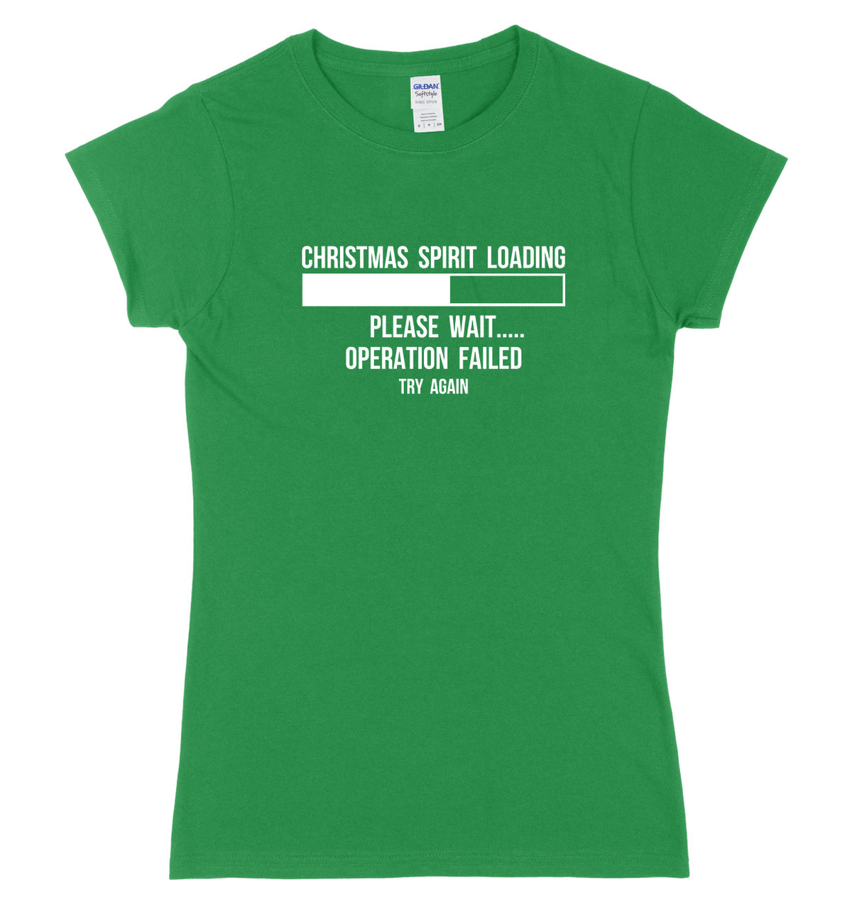 Christmas Spirit Loading Please Wait.... Womens Ladies Slim Fit Christmas T-Shirt