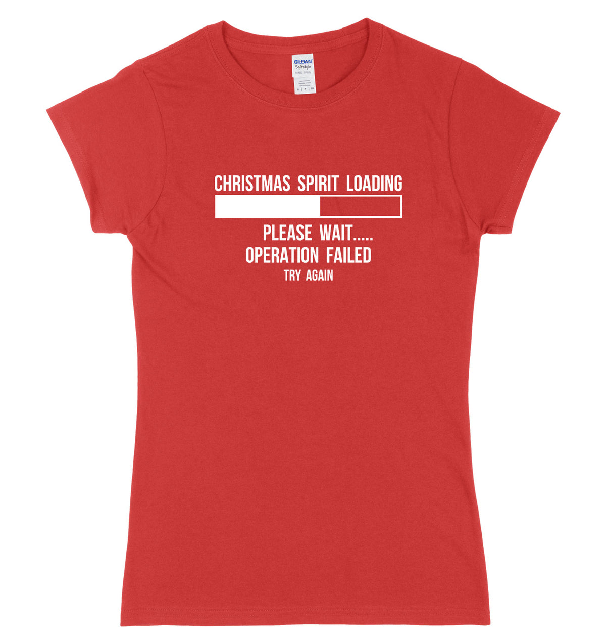 Christmas Spirit Loading Please Wait.... Womens Ladies Slim Fit Christmas T-Shirt
