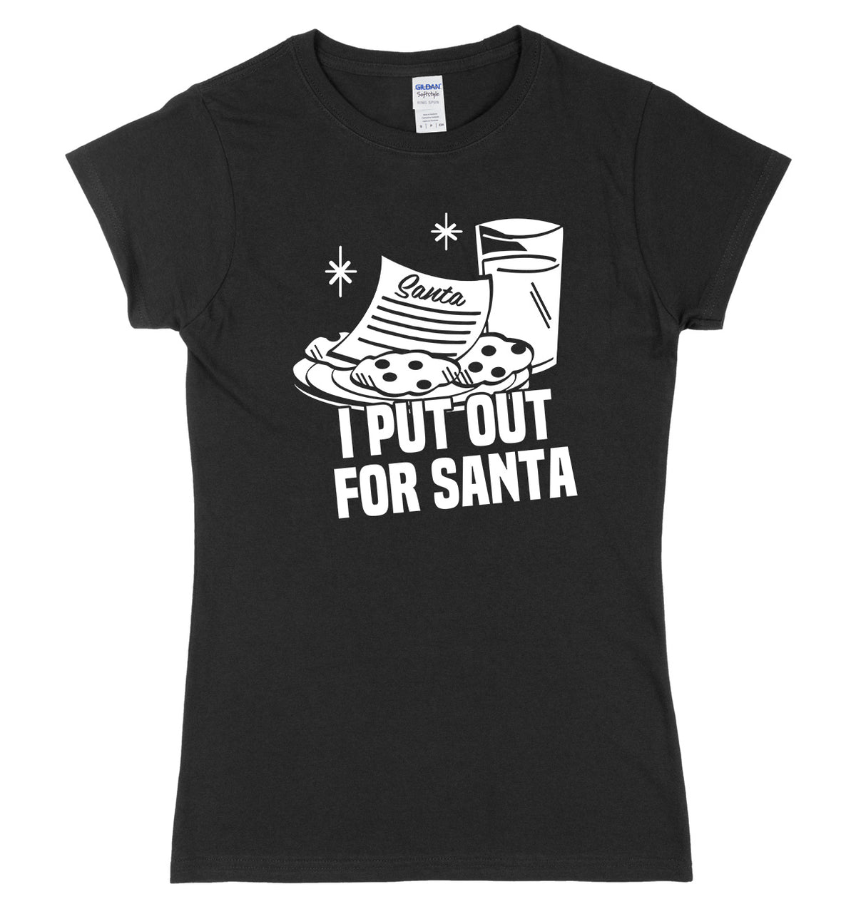 I Put Out For Santa Womens Ladies Slim Fit Christmas T-Shirt