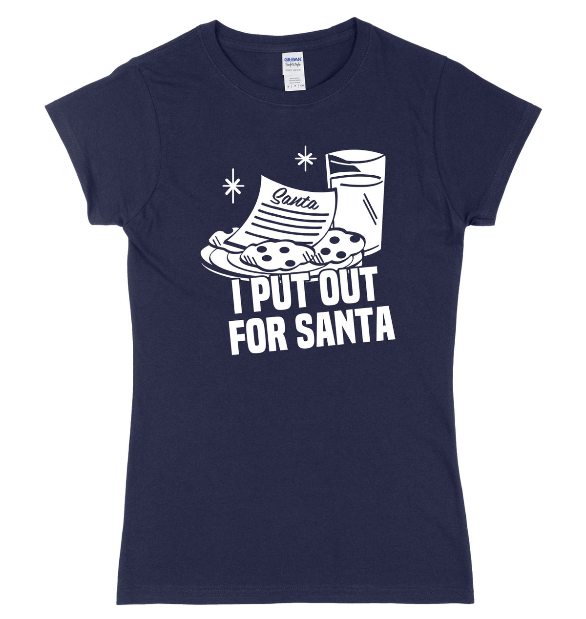I Put Out For Santa Womens Ladies Slim Fit Christmas T-Shirt