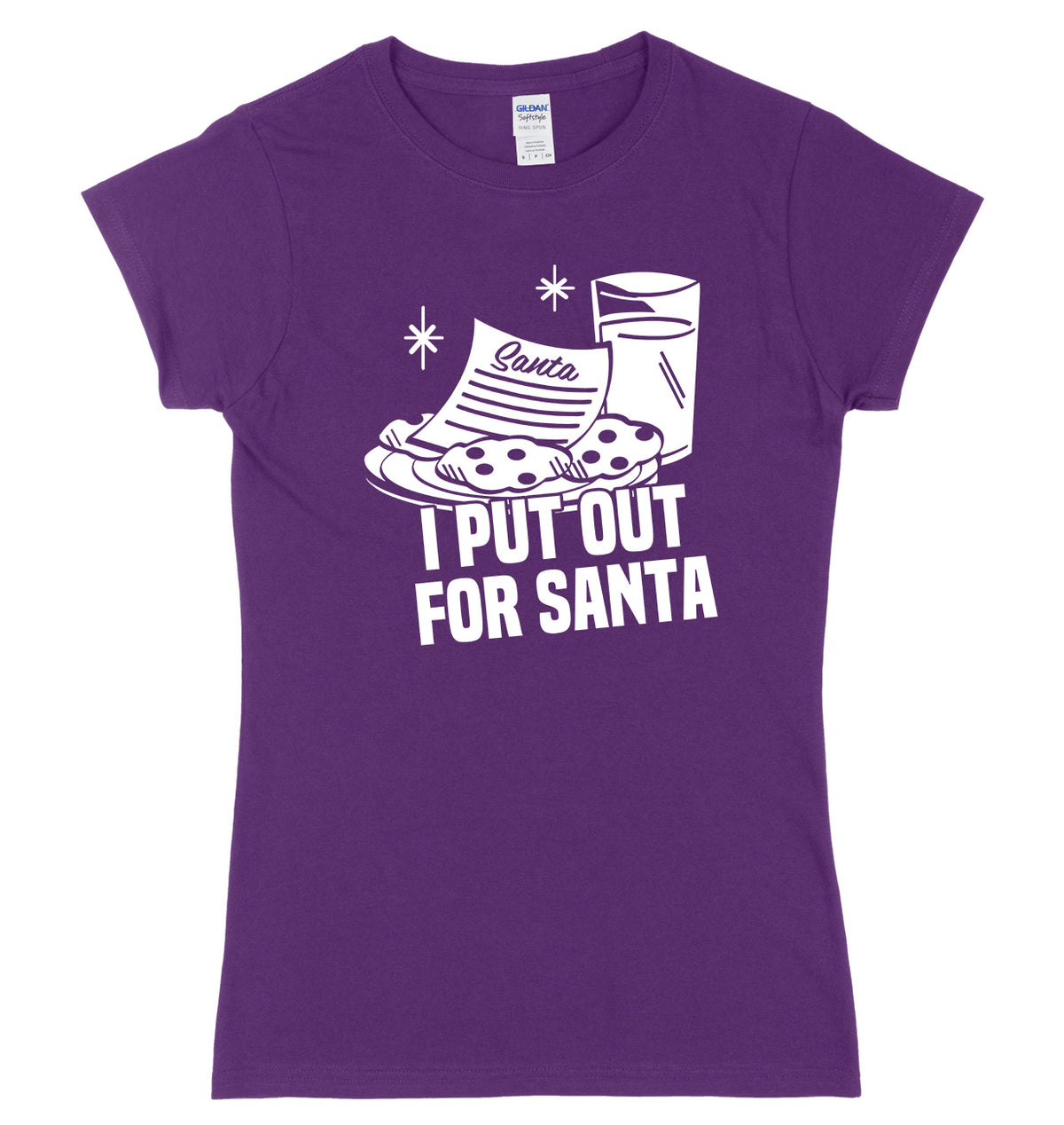 I Put Out For Santa Womens Ladies Slim Fit Christmas T-Shirt
