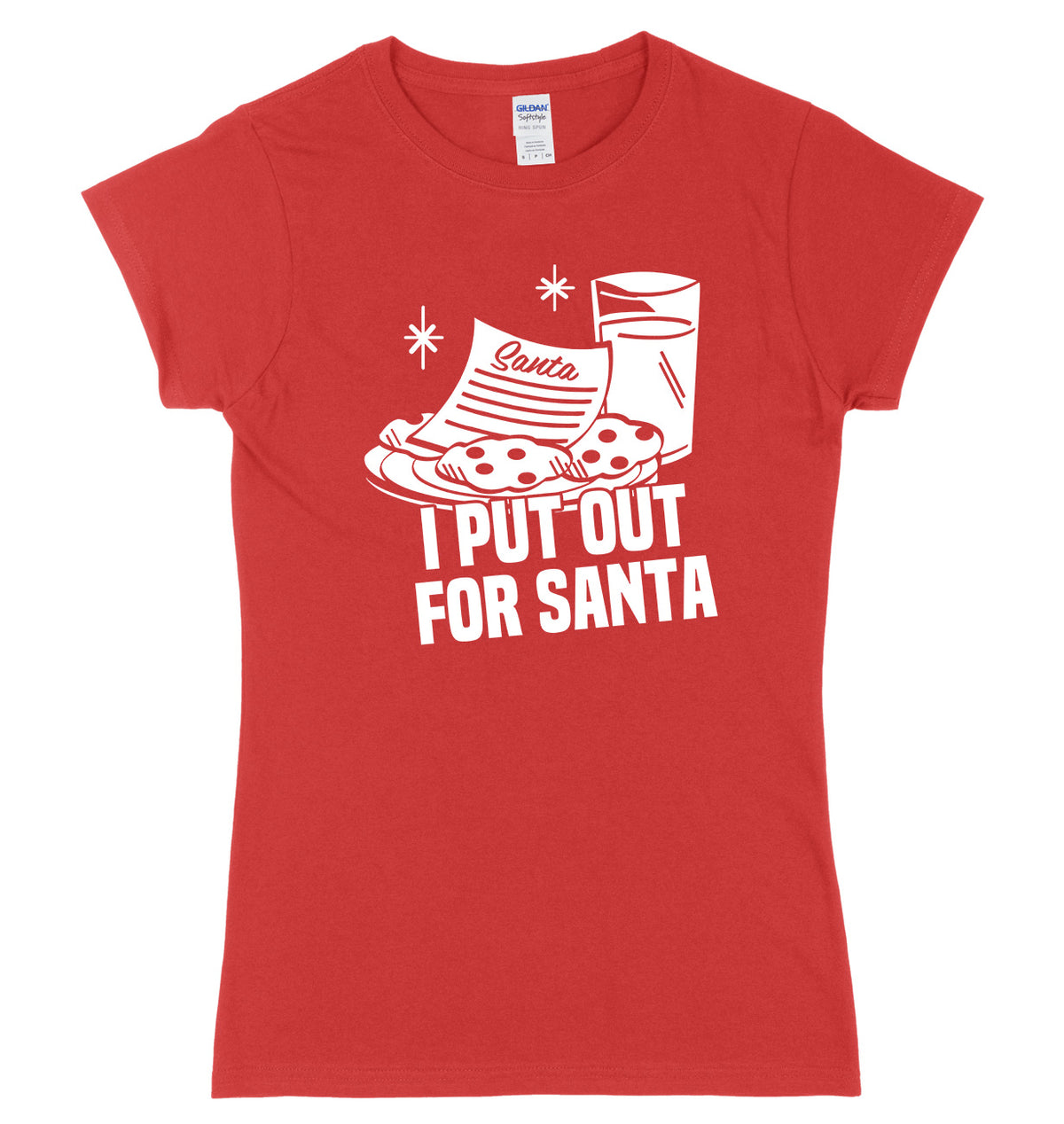 I Put Out For Santa Womens Ladies Slim Fit Christmas T-Shirt