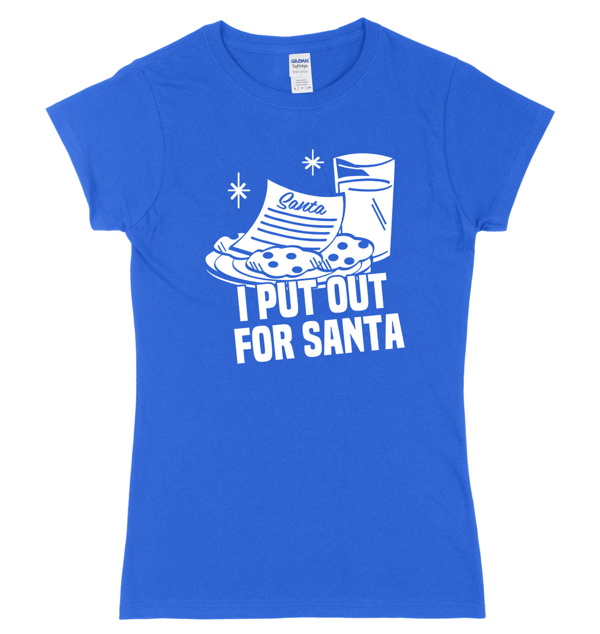 I Put Out For Santa Womens Ladies Slim Fit Christmas T-Shirt