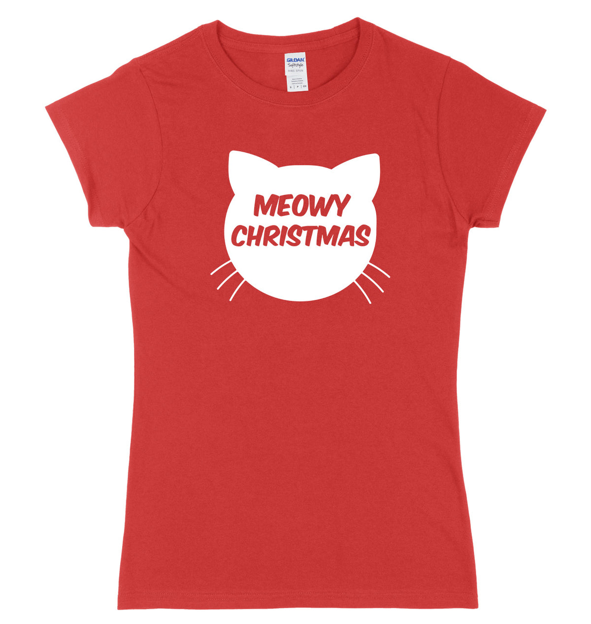 Meowy Christmas Womens Ladies Slim Fit Christmas T-Shirt