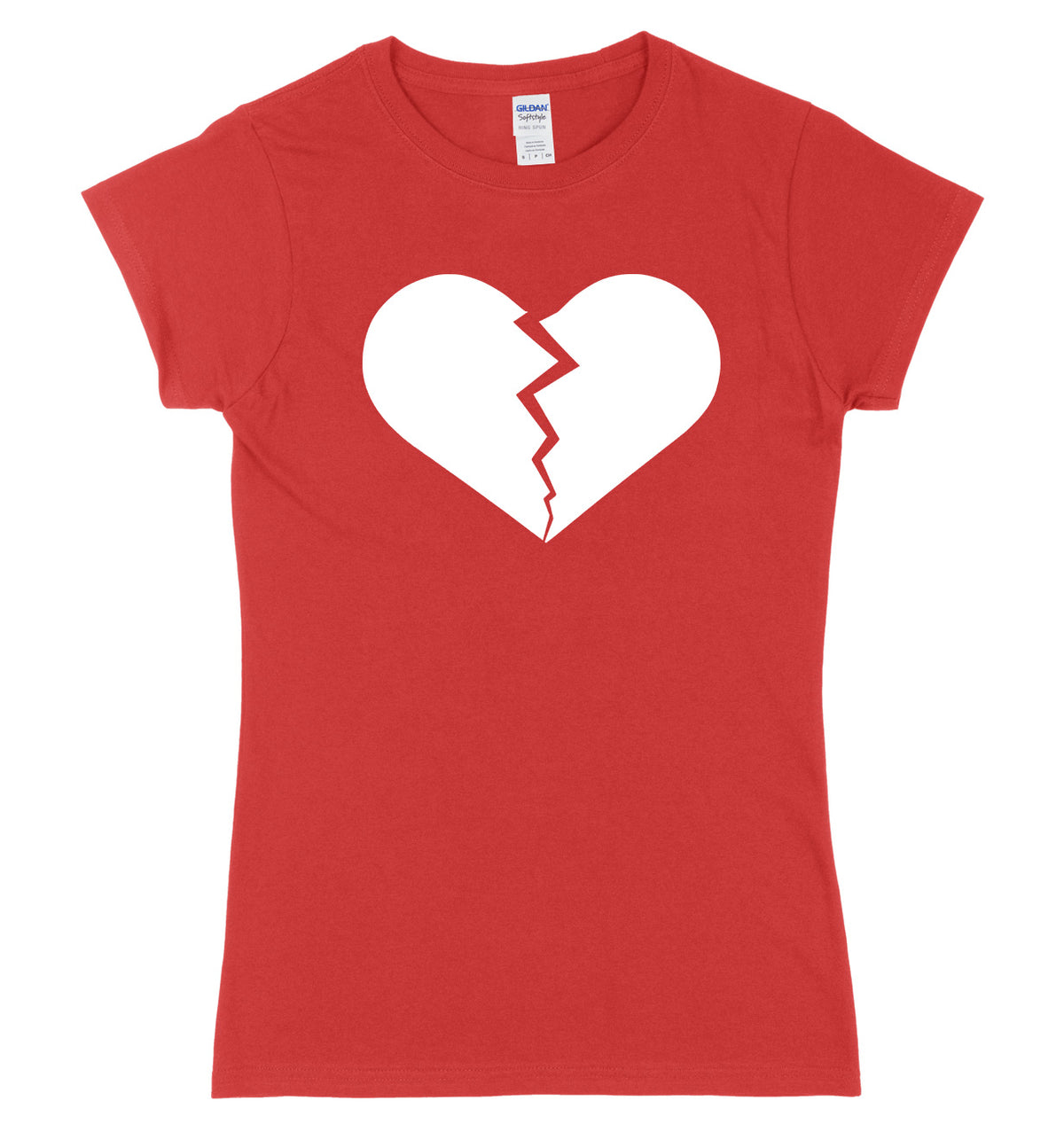 Heartbroken Love Heart Womens Ladies Slim Fit T-Shirt