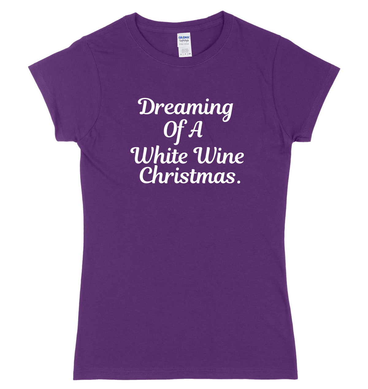 Dreaming Of A White Wine Christmas Womens Ladies Slim Fit Christmas T-Shirt