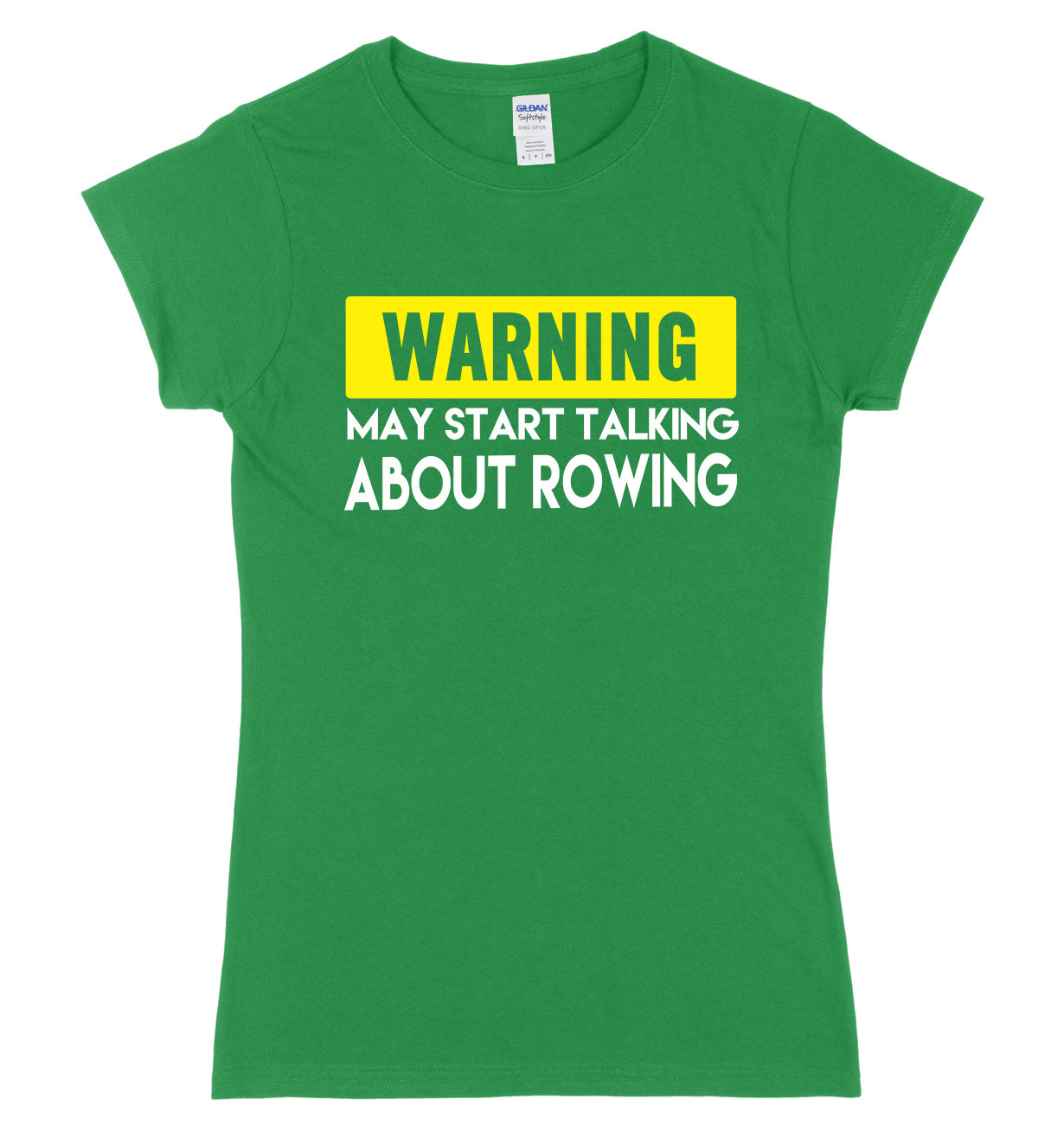 WARNING MAY START TALKING ABOUT ROWING FUNNY WOMENS LADIES SLIM FIT  T-SHIRT