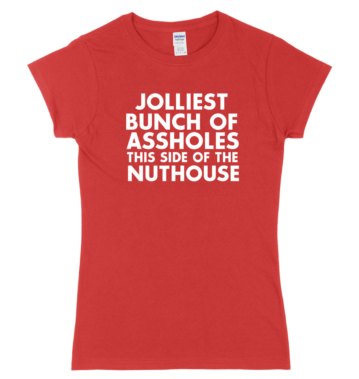 Jolliest Bunch Of Assholes This Side Of The Nuthouse Womens Ladies Slim Fit Christmas T-Shirt